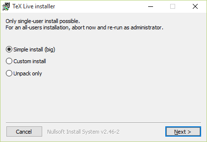Instalace TeX Live na Windows – krok 1